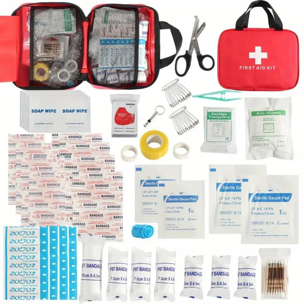 Outdoorzees 173pcs Large First Aid Kit: Portable Bag For Outdoor Hunting, Hiking, Camping And More - Including Emergency Supplies! - Image 2