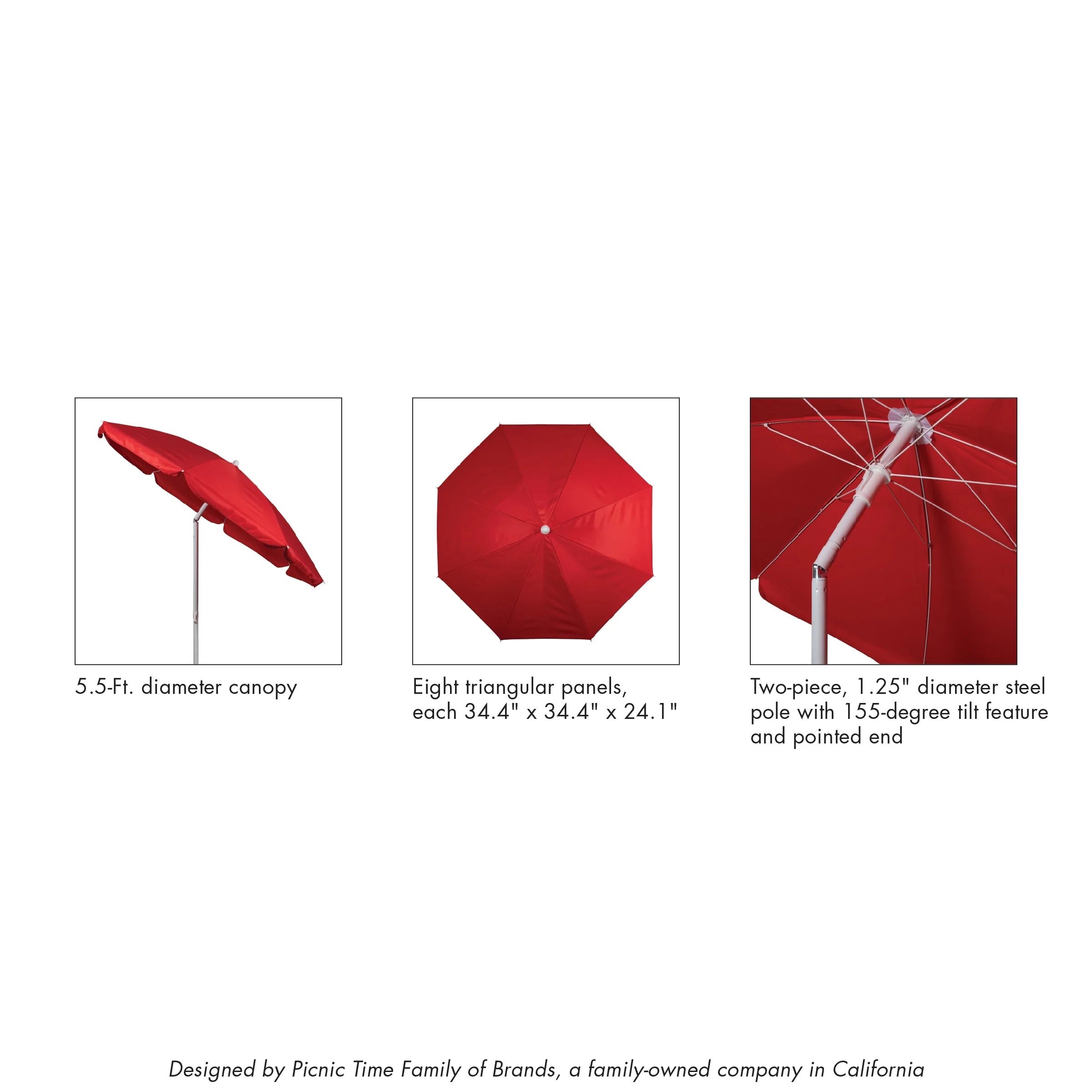 Picnic Time 5.5 Ft. Portable Beach Umbrella - Image 5
