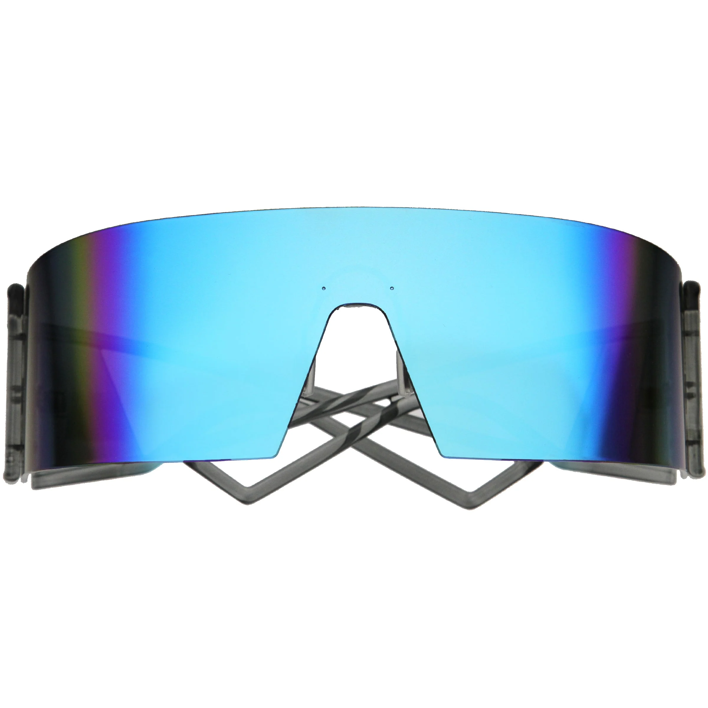 zeroUV 80s Retro Wrap Around One Piece Futuristic Sunglasses D305 - Image 11