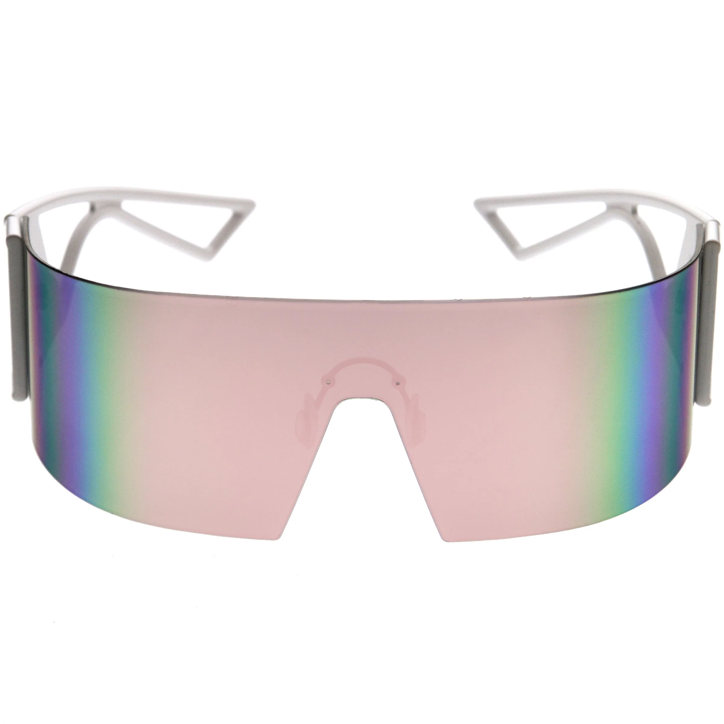 zeroUV 80s Retro Wrap Around One Piece Futuristic Sunglasses D305 - Image 13