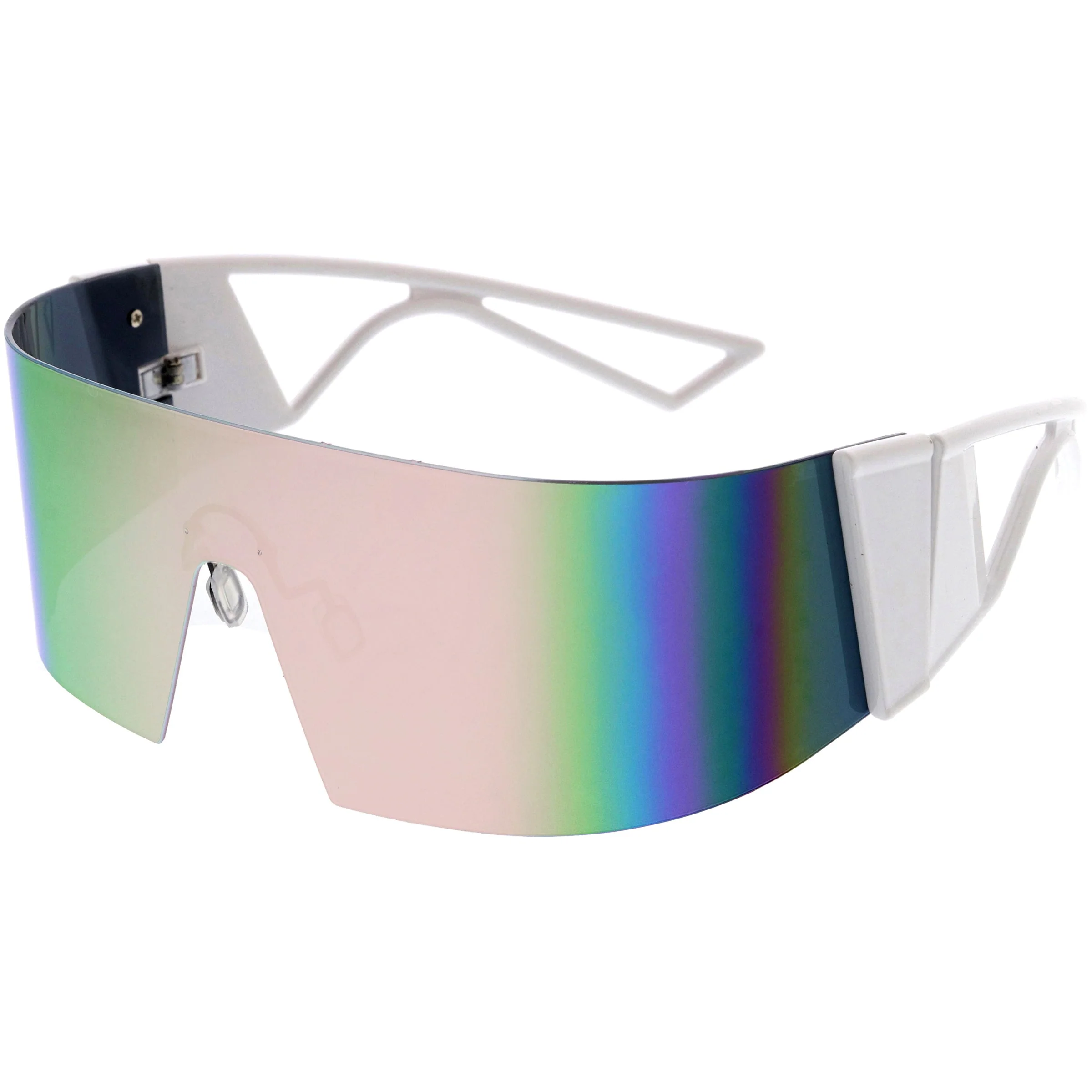 zeroUV 80s Retro Wrap Around One Piece Futuristic Sunglasses D305 - Image 14
