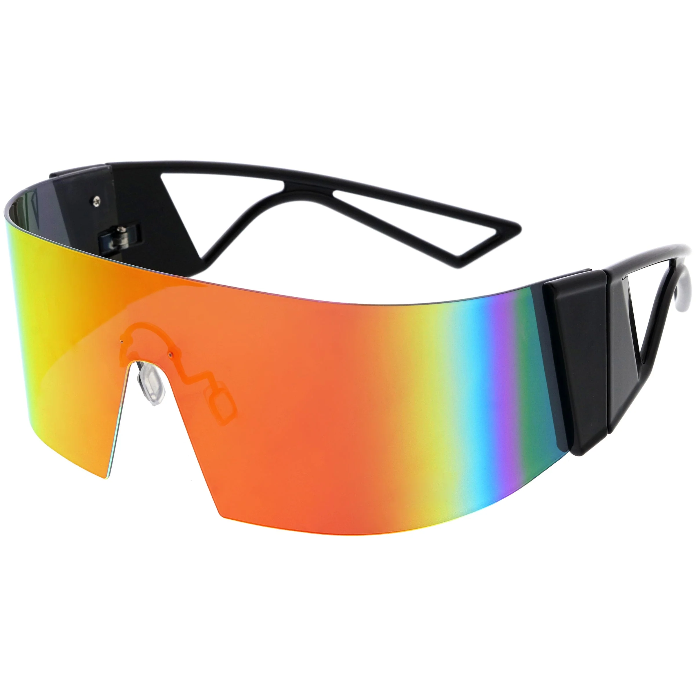 zeroUV 80s Retro Wrap Around One Piece Futuristic Sunglasses D305 - Image 6