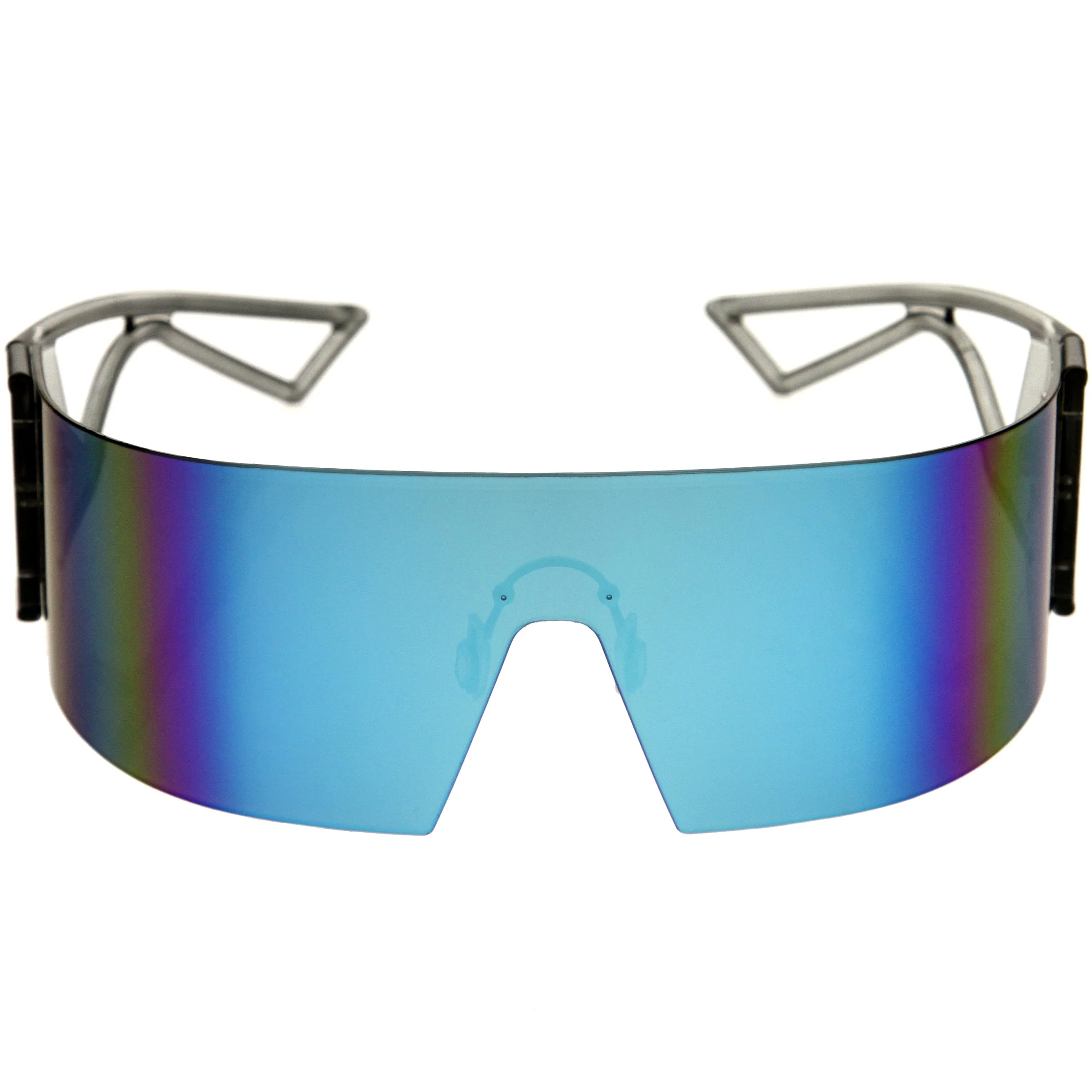 zeroUV 80s Retro Wrap Around One Piece Futuristic Sunglasses D305 - Image 9