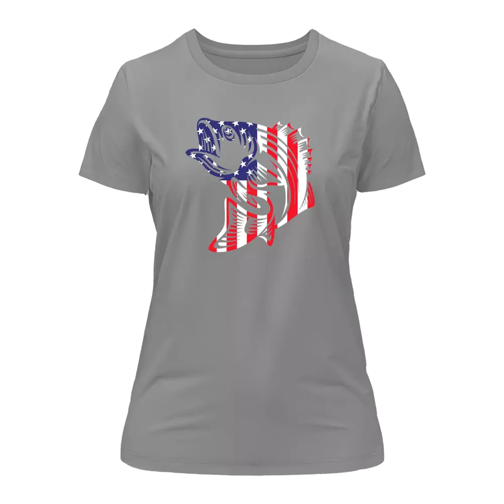 Outdoorzees American Flag Fish T-Shirt for Women - Image 2
