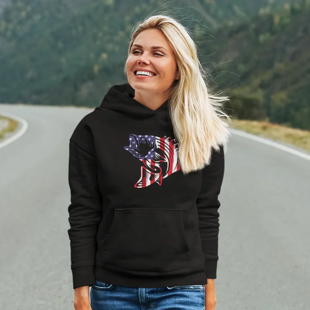 Outdoorzees American Flag Fish Unisex Hoodie - Image 5