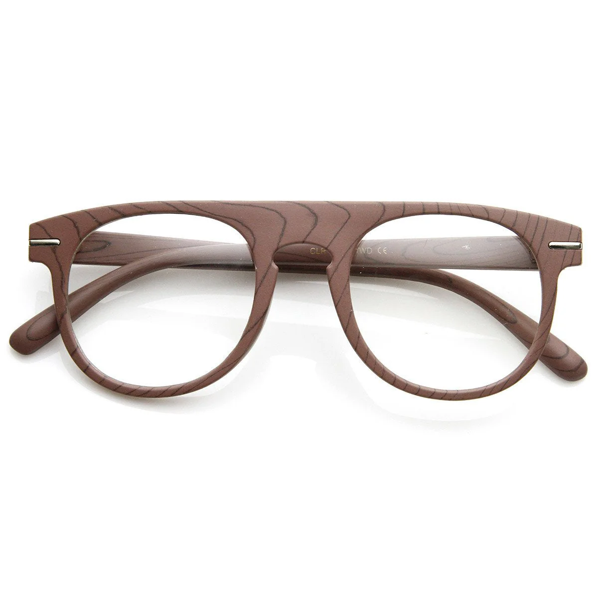 zeroUV Artistic Wood Print Indie Key Hole Flat Top Round Clear Lens Glasses 9152 - Image 6