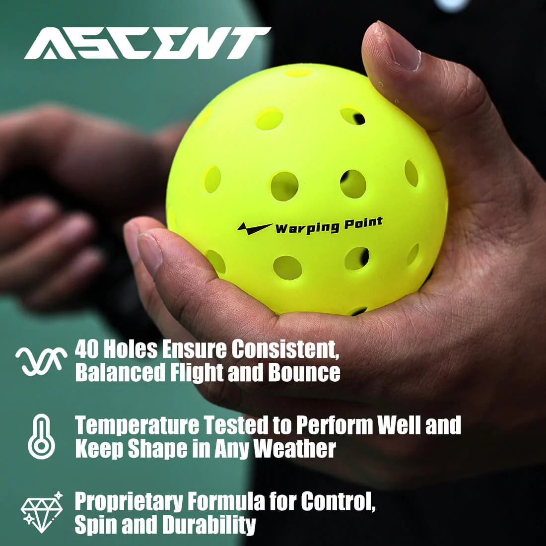 Warping Point Ascent Outdoor Tournament Pickleballs - Image 3