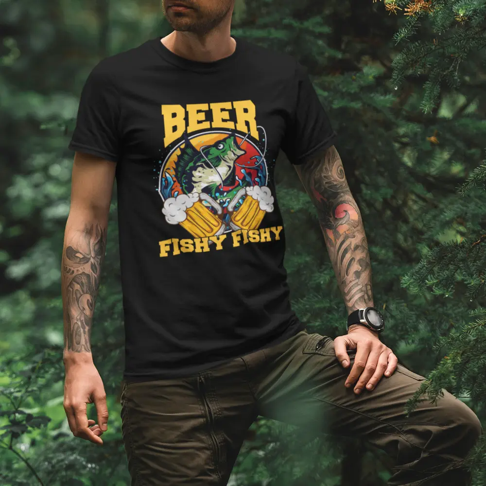 Outdoorzees Beer Fishy Fishy 2 Man T-Shirt - Image 3