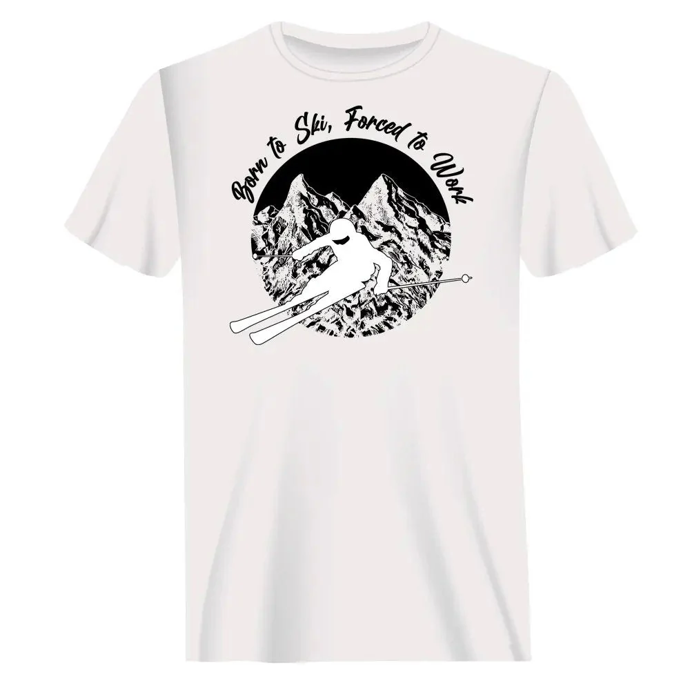 Outdoorzees Born To Ski Forced To Work Man T-Shirt - Image 2