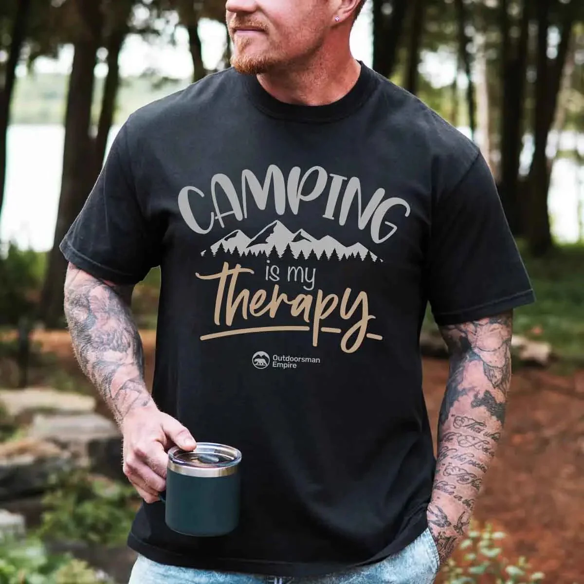 Outdoorzees Camping Is My Therapy Man T-Shirt - Image 5