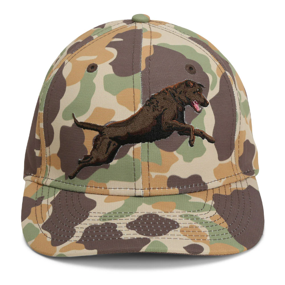 Paramount Outdoors Chocolate Lab 6-Panel Riverside Vintage Camo Cap
