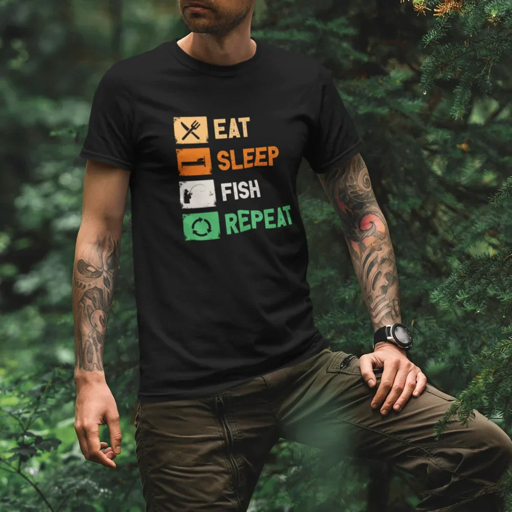 Outdoorzees Eat Sleep Fishing Repeat Man T-Shirt - Image 3