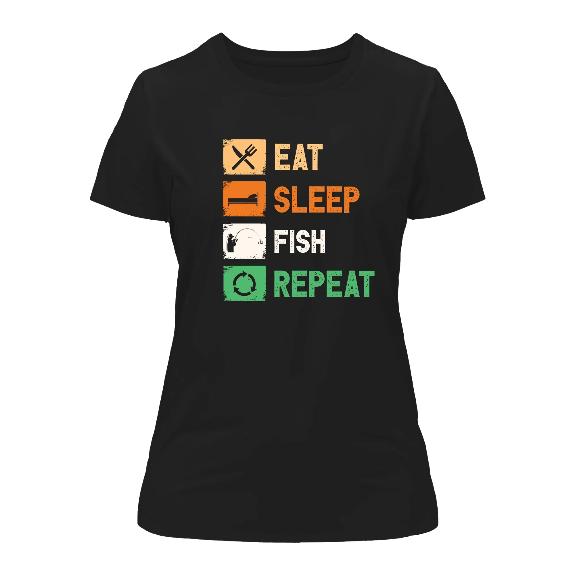 Outdoorzees Eat Sleep Fishing Repeat T-Shirt for Women - Image 2