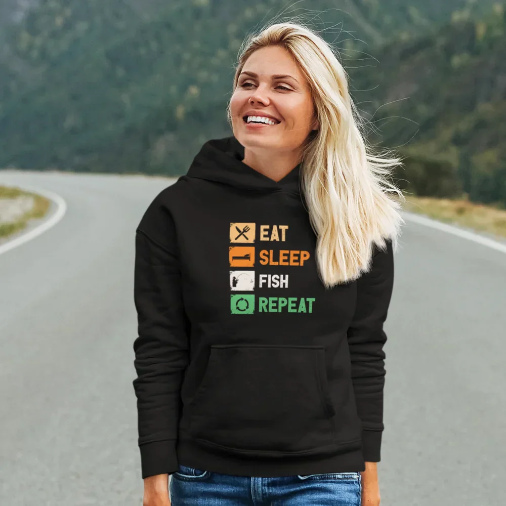 Outdoorzees Eat Sleep Fishing Repeat Unisex Hoodie - Image 4