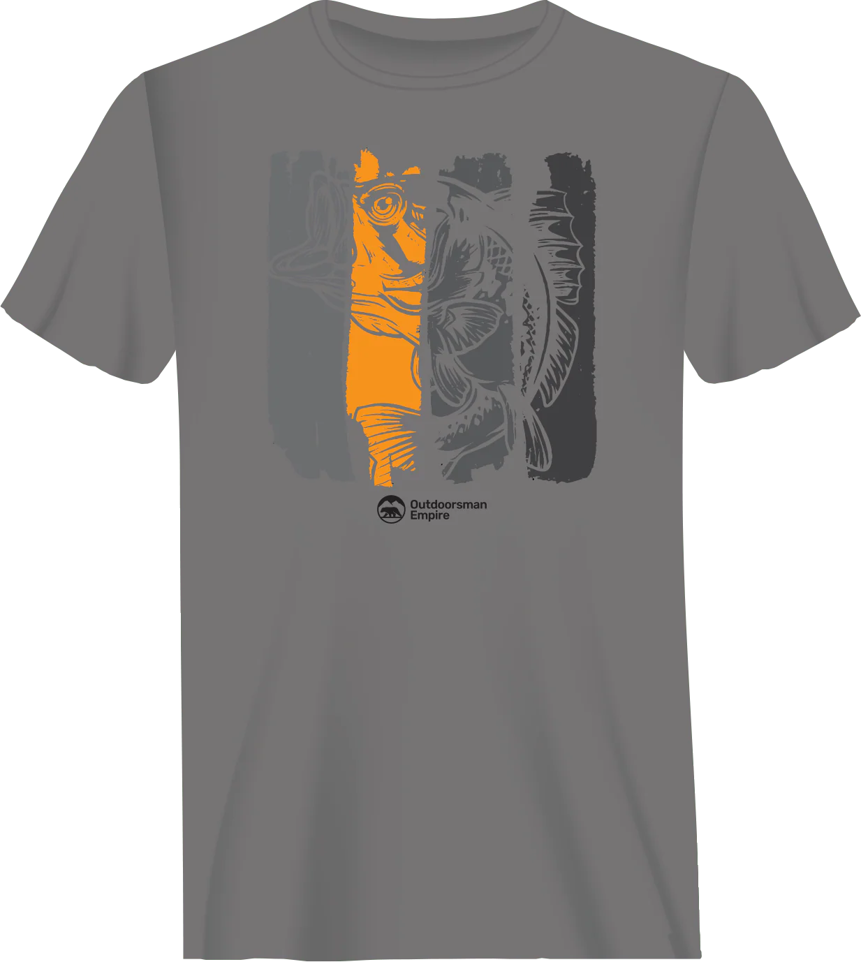Outdoorzees Fishing Grunge Bars Man T-Shirt - Image 2