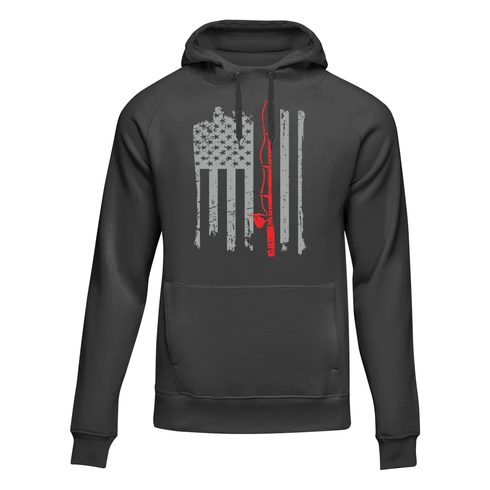 Outdoorzees Fishing Rod American Flag Unisex Hoodie