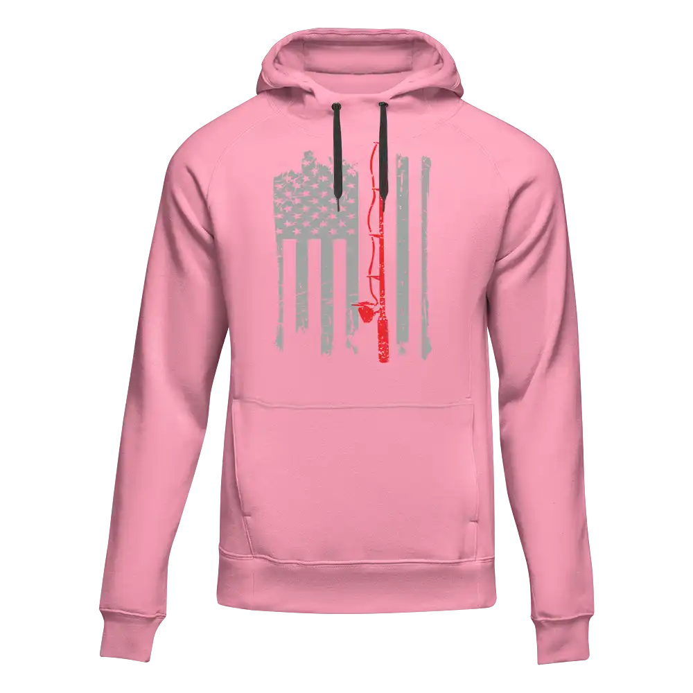 Outdoorzees Fishing Rod American Flag Unisex Hoodie - Image 2
