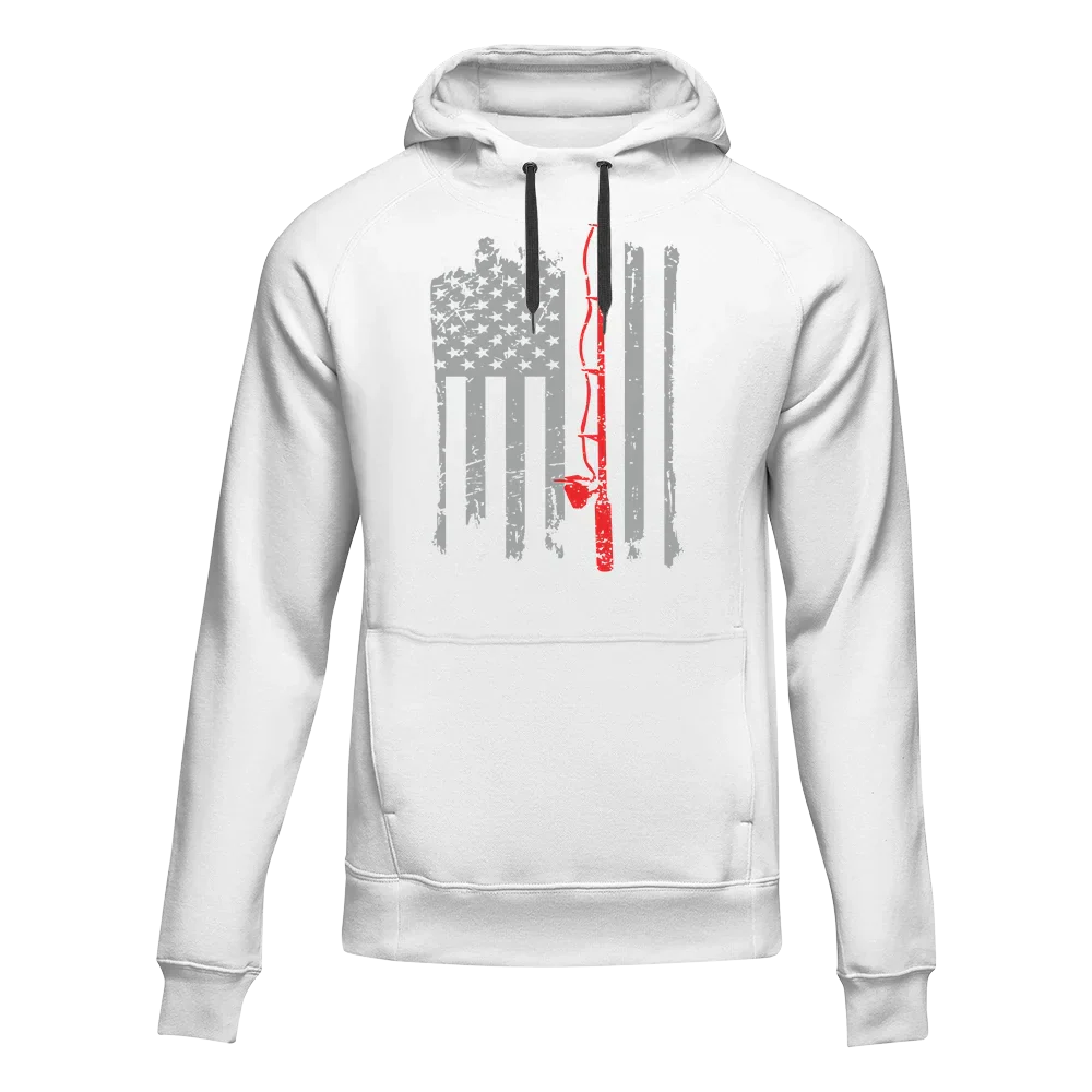 Outdoorzees Fishing Rod American Flag Unisex Hoodie - Image 3
