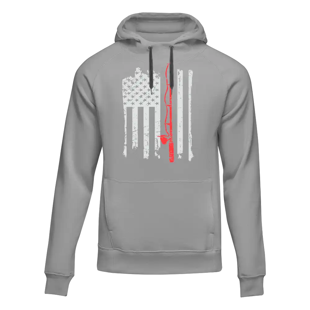 Outdoorzees Fishing Rod American Flag Unisex Hoodie - Image 4