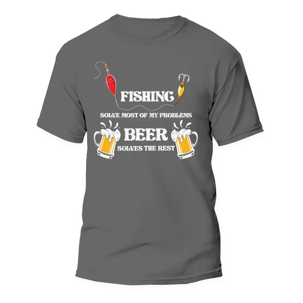Outdoorzees Fishing Solves All My Problem Man T-Shirt - Image 2