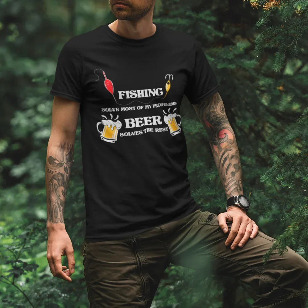 Outdoorzees Fishing Solves All My Problem Man T-Shirt - Image 4