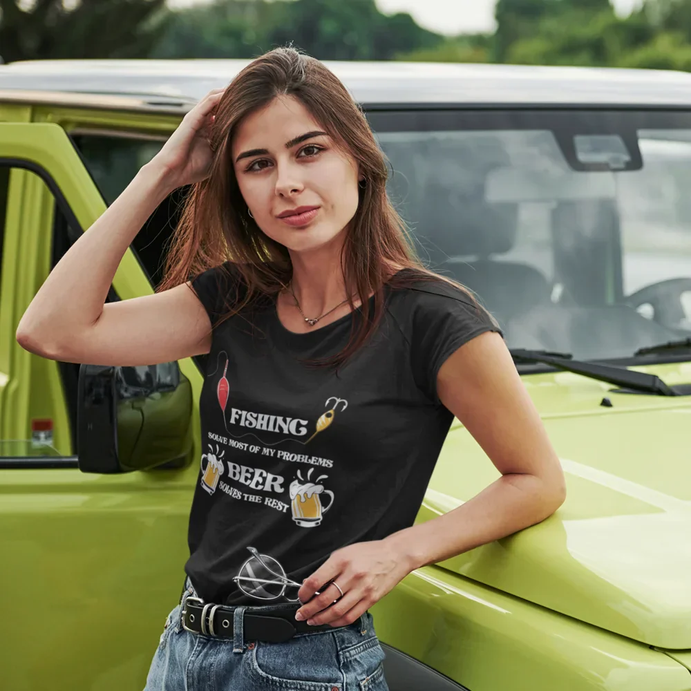 Outdoorzees Fishing Solves All My Problem T-Shirt for Women - Image 4