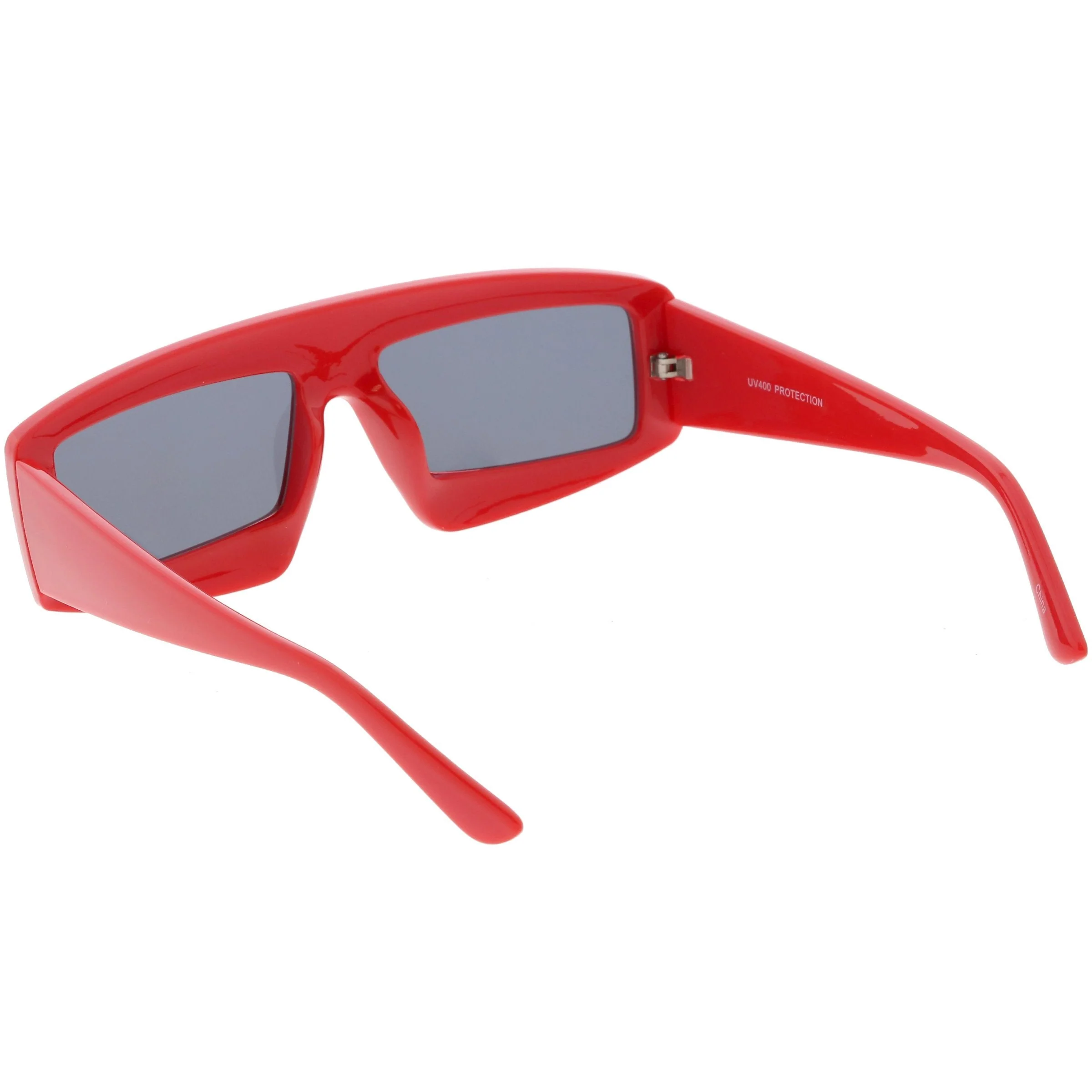 zeroUV Futuristic Retro Rectangle Block Flat Lens Sunglasses C752 - Image 4