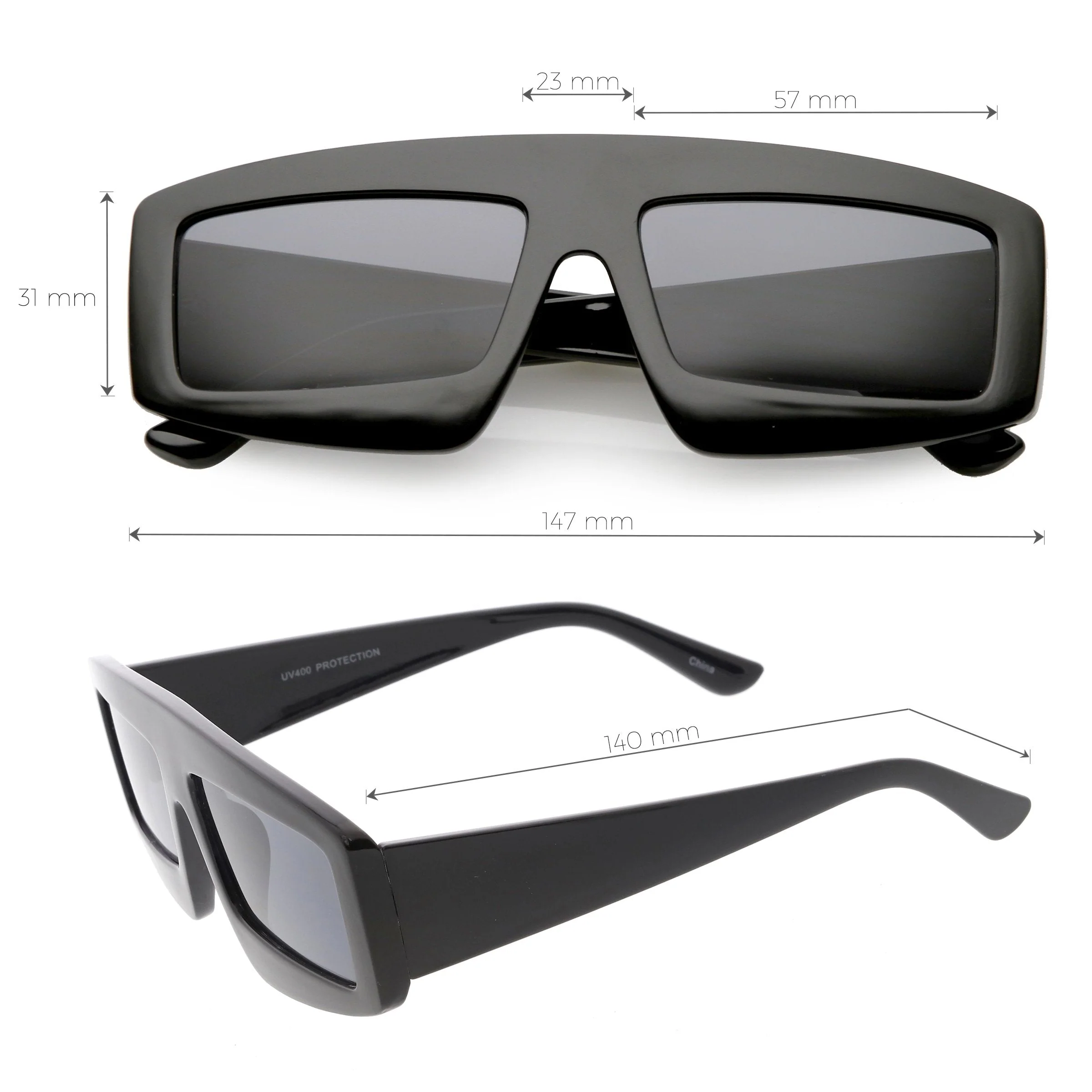 zeroUV Futuristic Retro Rectangle Block Flat Lens Sunglasses C752 - Image 9