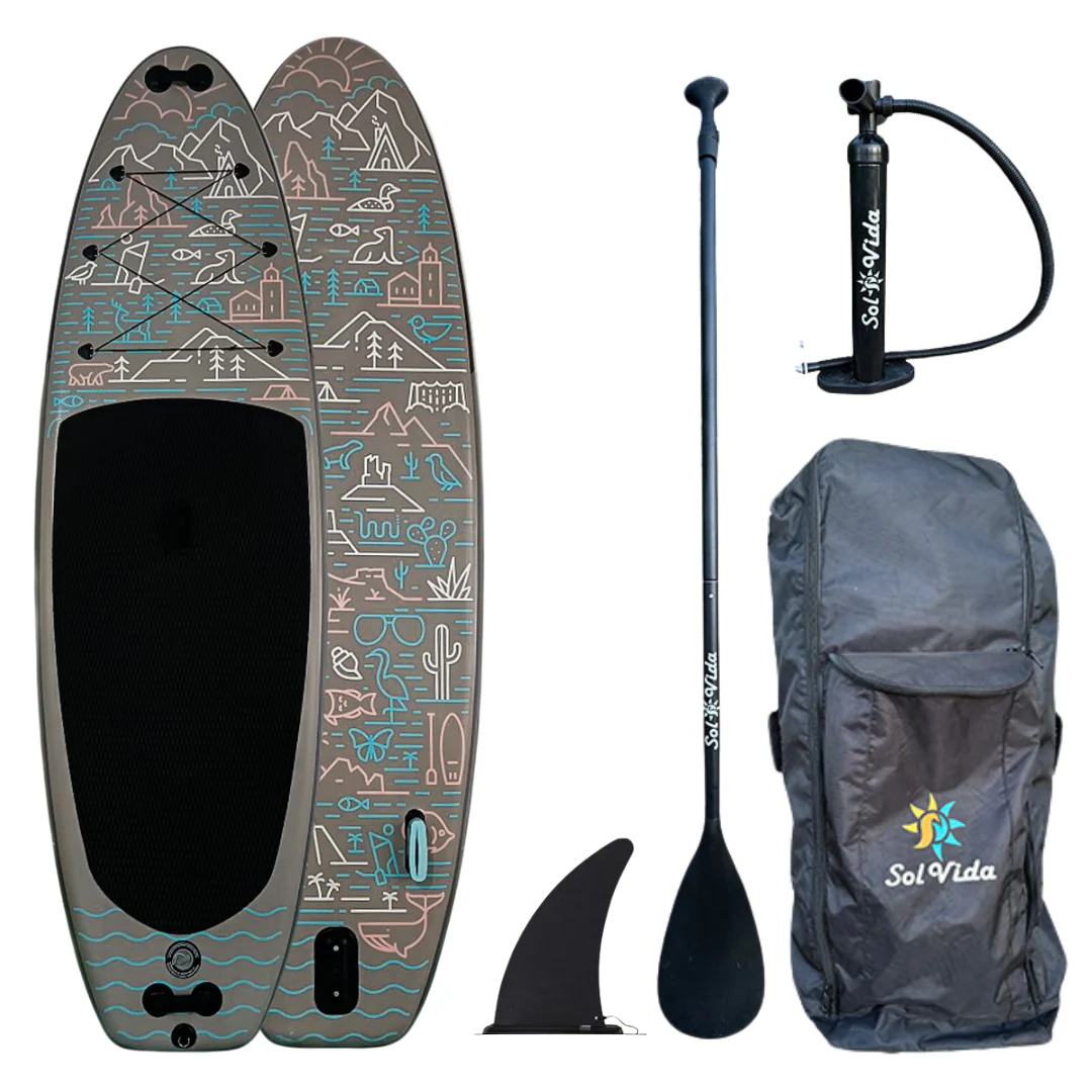 SolVida GrandSol Oasis Pack: 11' 4'' Inflatable Paddle Board + Paddle, Pump, Detachable Fin, & Carrying Case