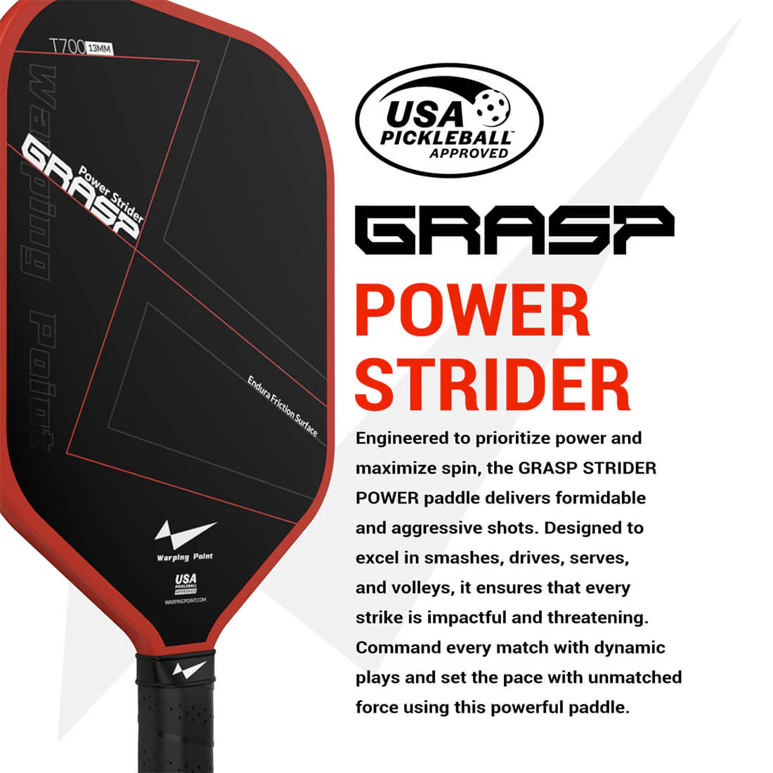 Warping Point Grasp Pickleball Paddle - 13mm - Image 3