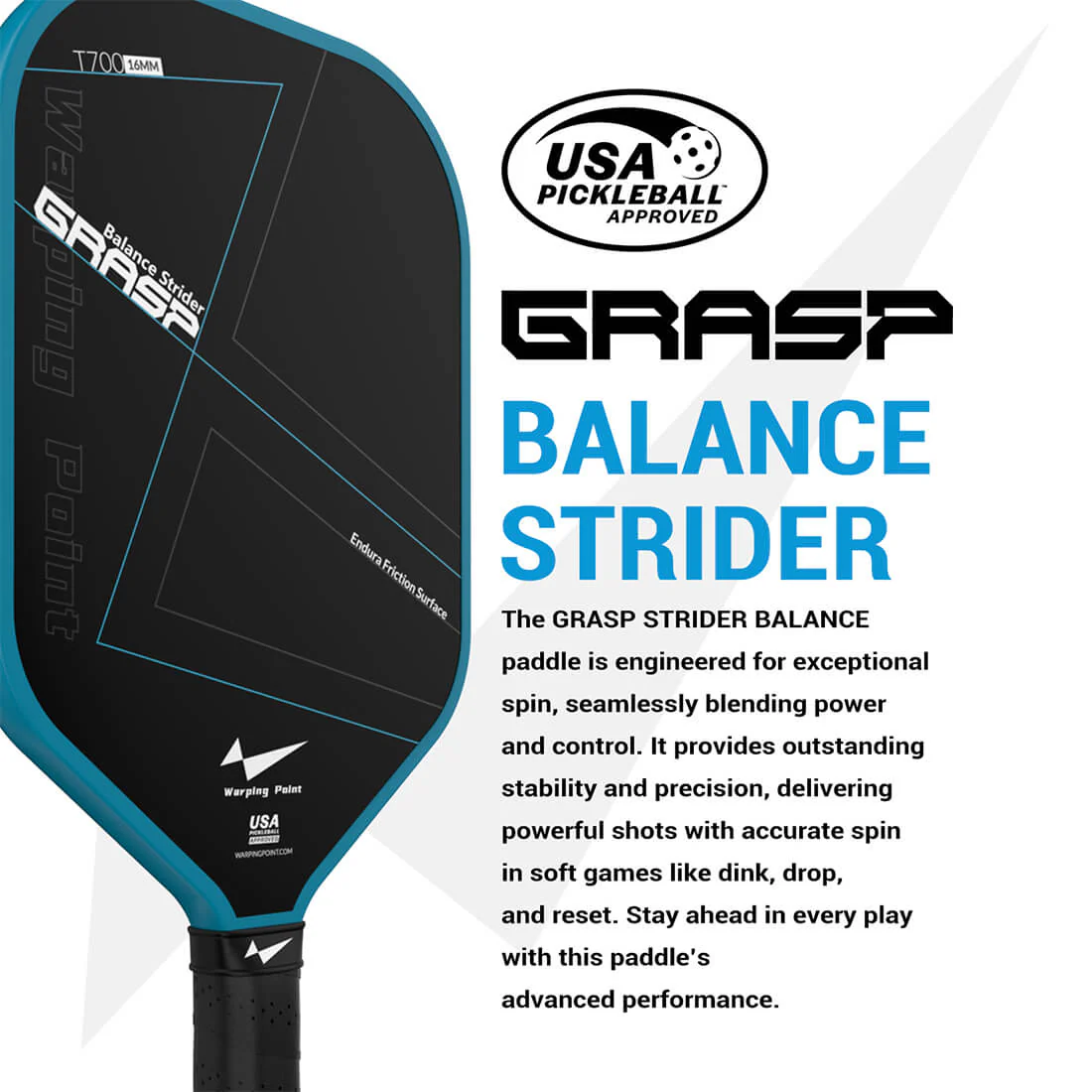 Warping Point Grasp Pickleball Paddle - 16mm - Image 2