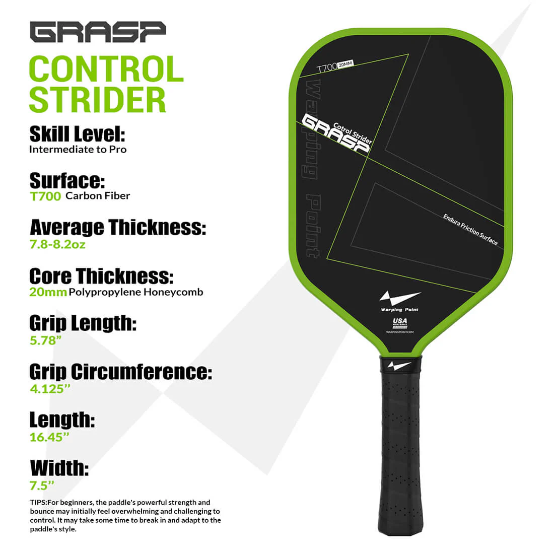 Warping Point Grasp Pickleball Paddle - 20mm - Image 6