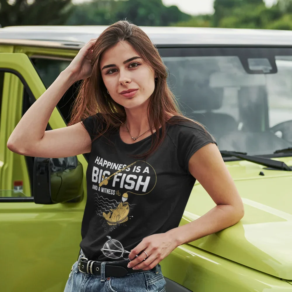 Outdoorzees Happiness Is A Big Fish T-Shirt for Women - Image 4