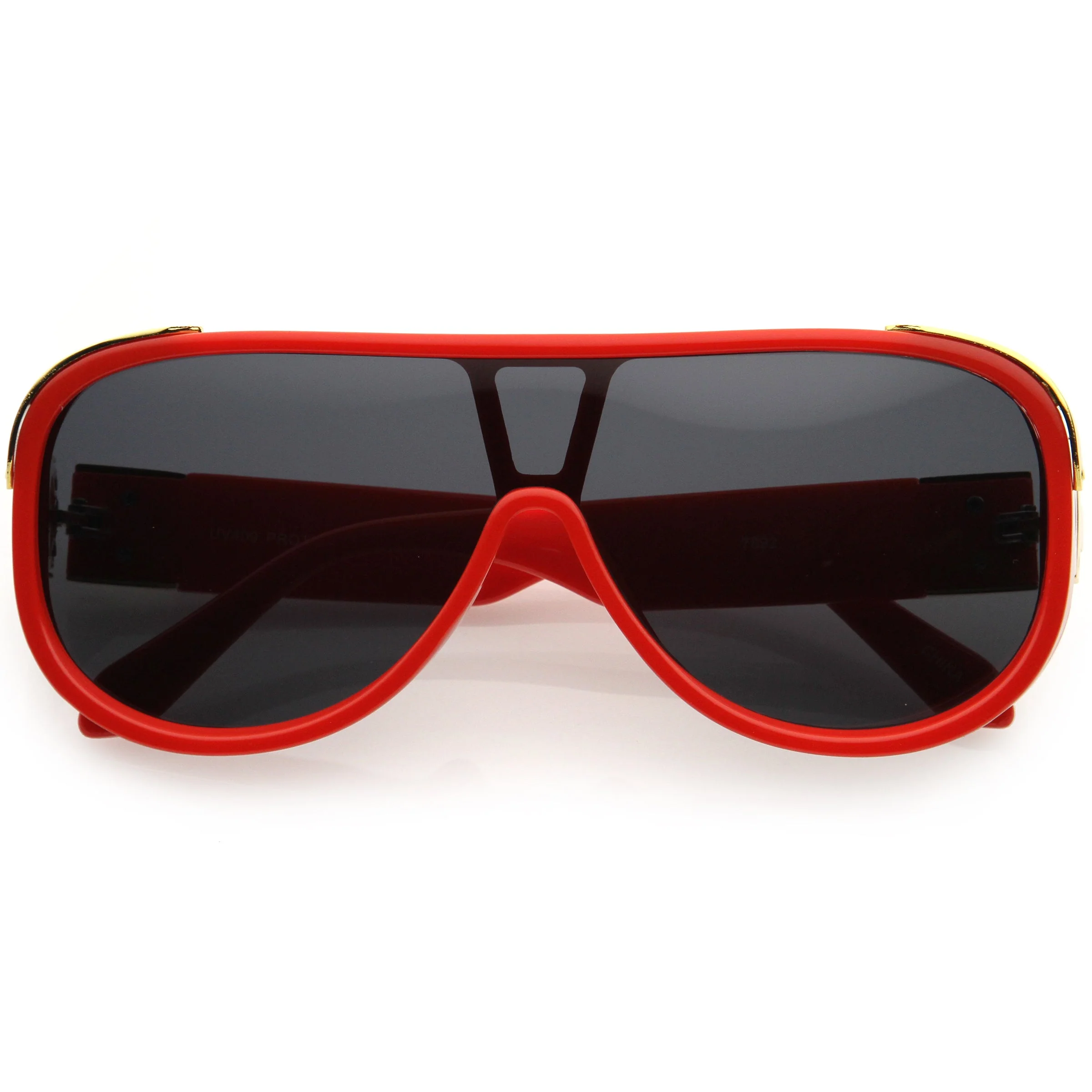 zeroUV High Fashion Neutral Rounded Lens Flat Top Oversize Shield Sunglasses D101 - Image 10