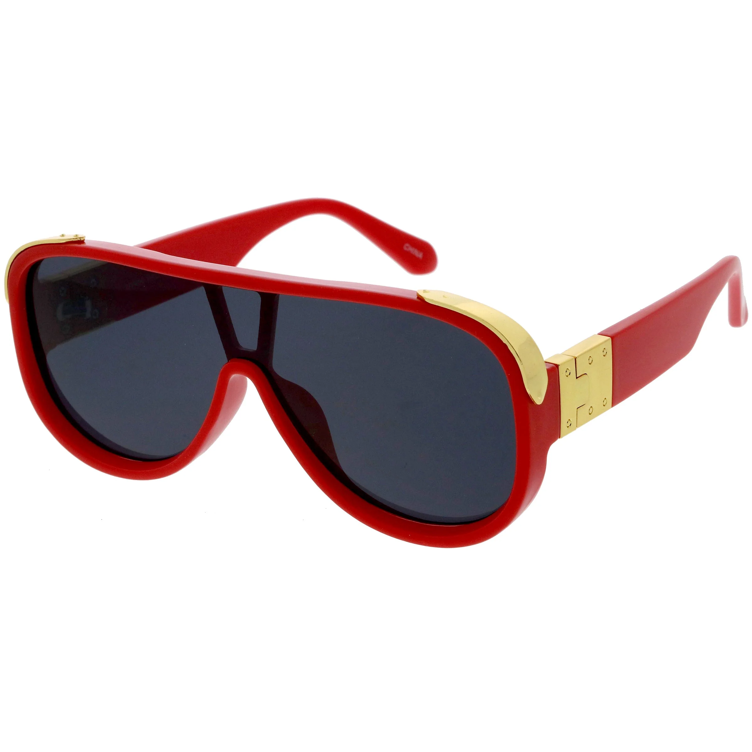 zeroUV High Fashion Neutral Rounded Lens Flat Top Oversize Shield Sunglasses D101 - Image 11