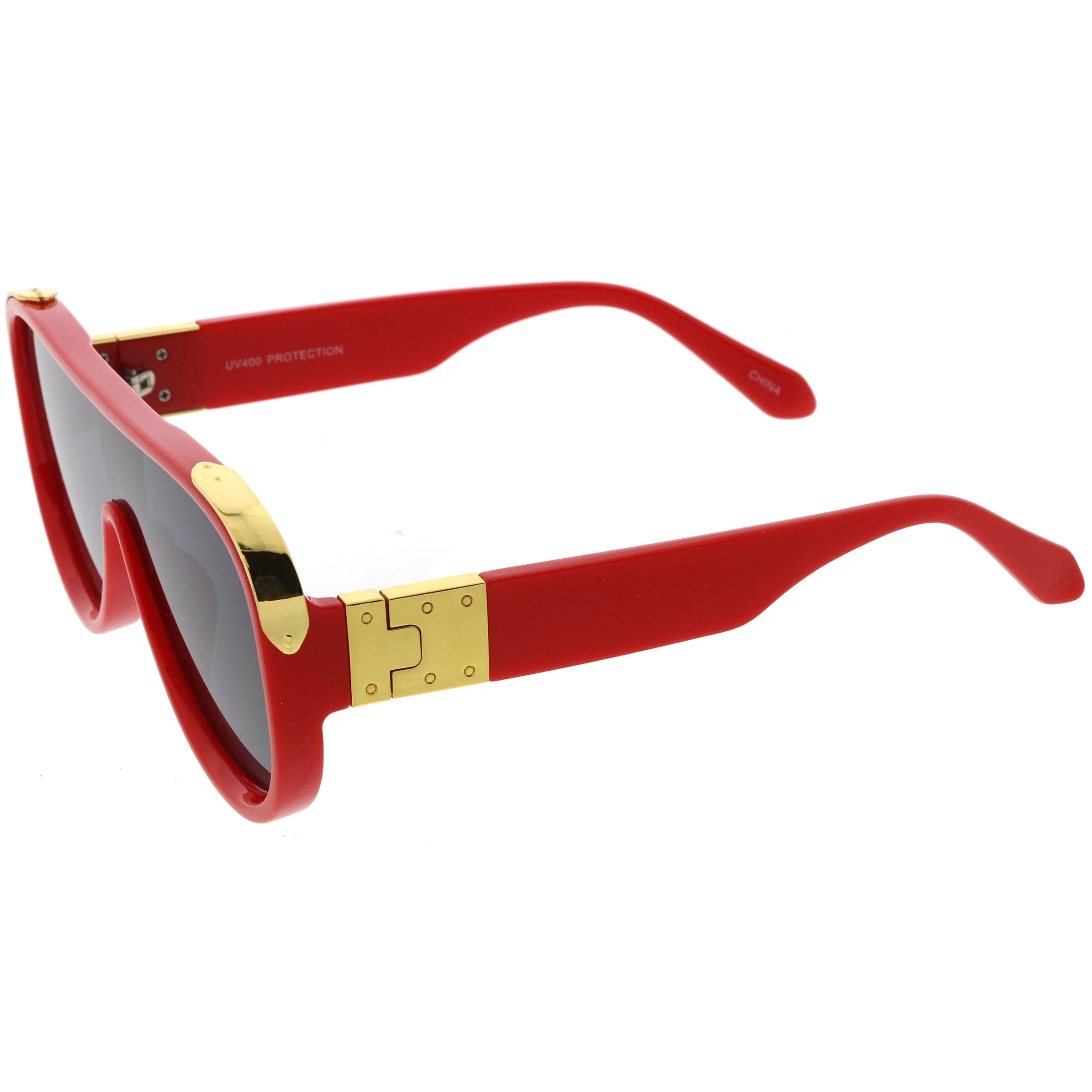 zeroUV High Fashion Neutral Rounded Lens Flat Top Oversize Shield Sunglasses D101 - Image 12