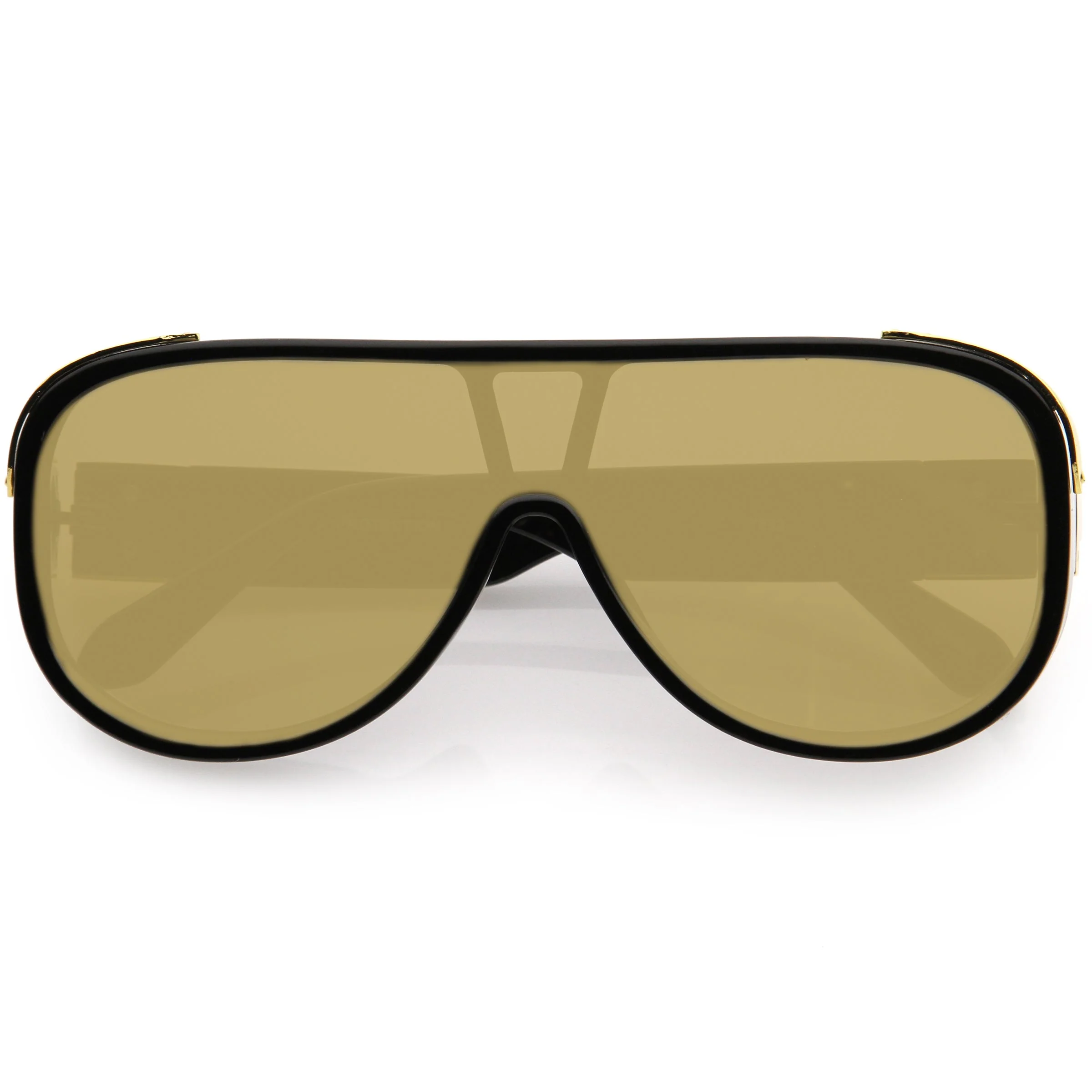 zeroUV High Fashion Neutral Rounded Lens Flat Top Oversize Shield Sunglasses D101 - Image 13