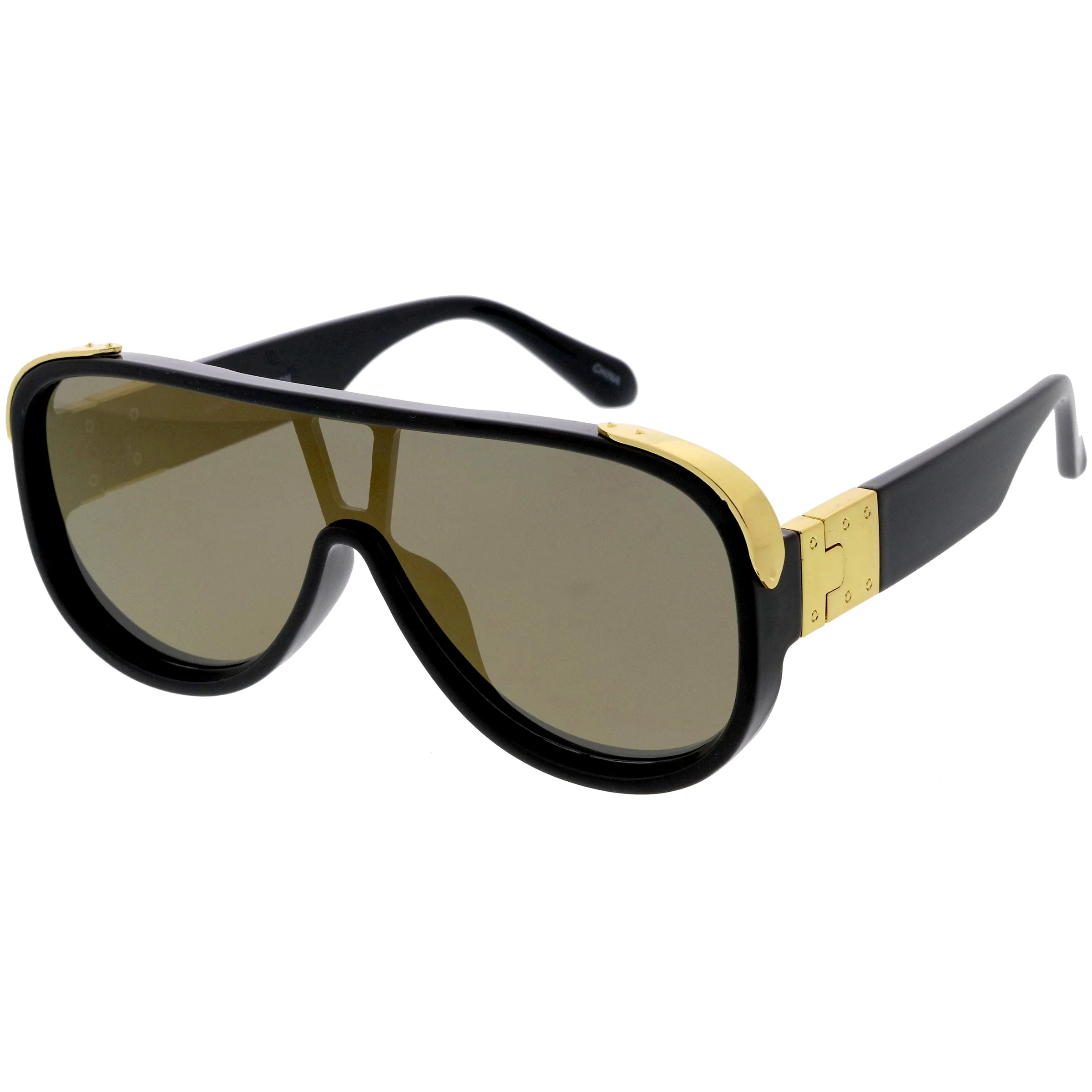 zeroUV High Fashion Neutral Rounded Lens Flat Top Oversize Shield Sunglasses D101 - Image 14