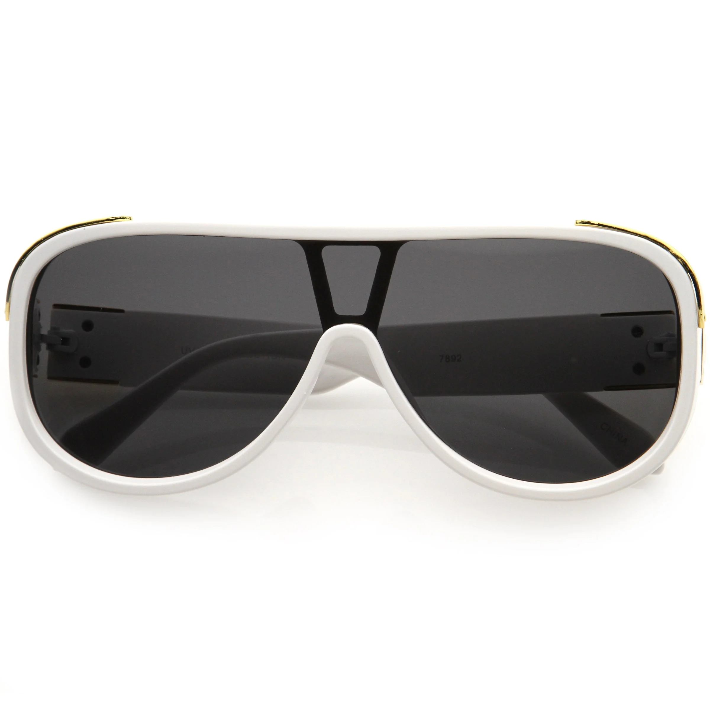 zeroUV High Fashion Neutral Rounded Lens Flat Top Oversize Shield Sunglasses D101 - Image 3