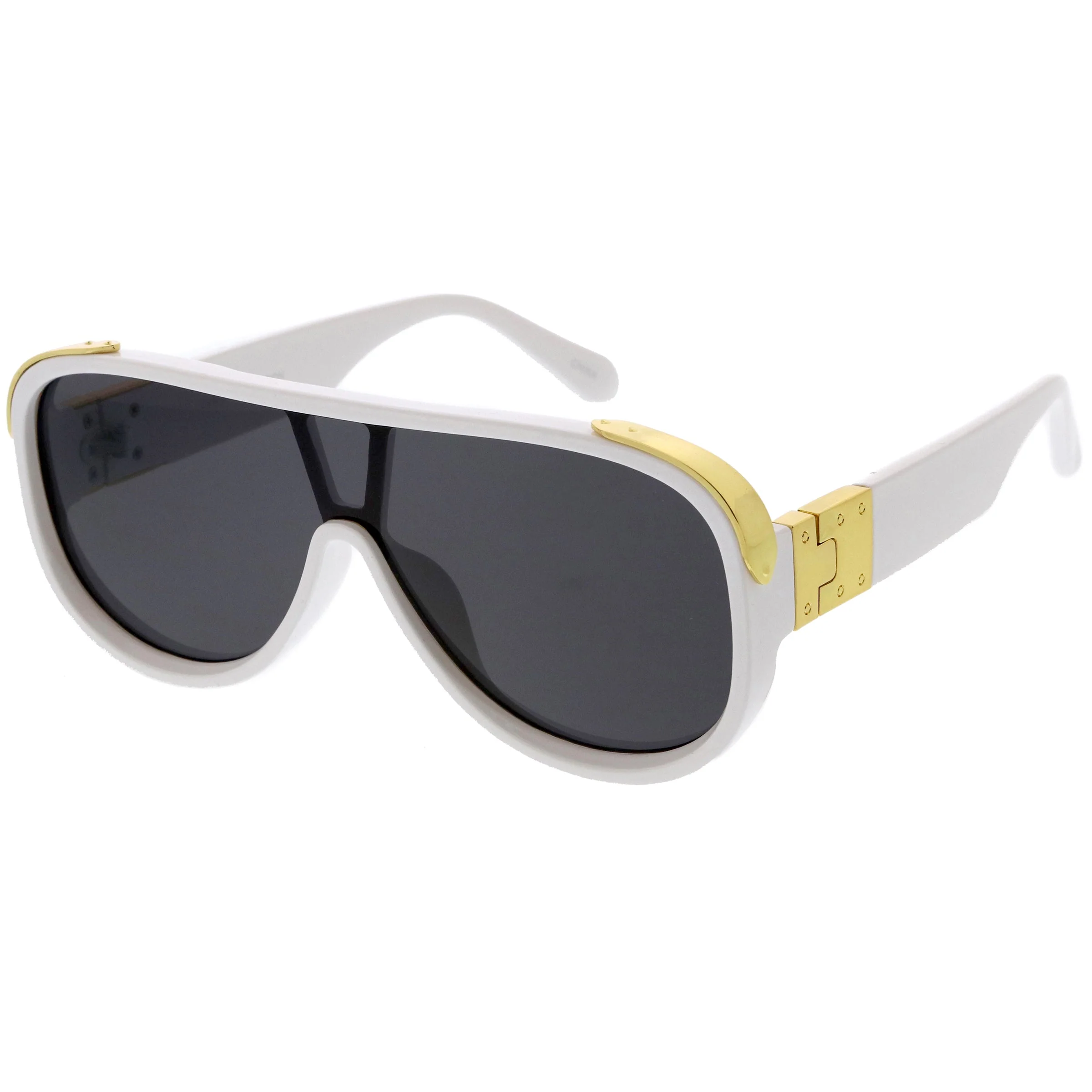 zeroUV High Fashion Neutral Rounded Lens Flat Top Oversize Shield Sunglasses D101 - Image 4