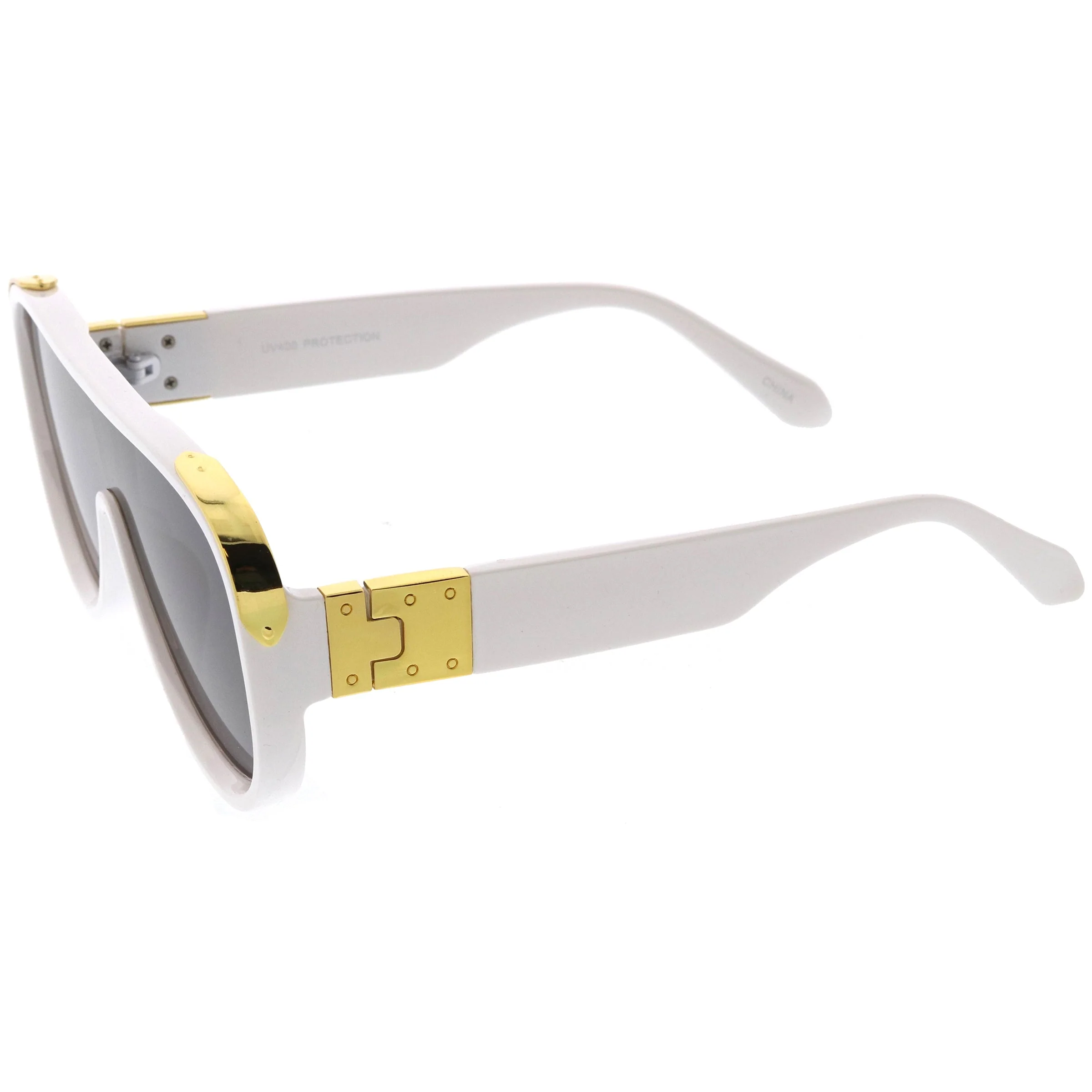 zeroUV High Fashion Neutral Rounded Lens Flat Top Oversize Shield Sunglasses D101 - Image 5