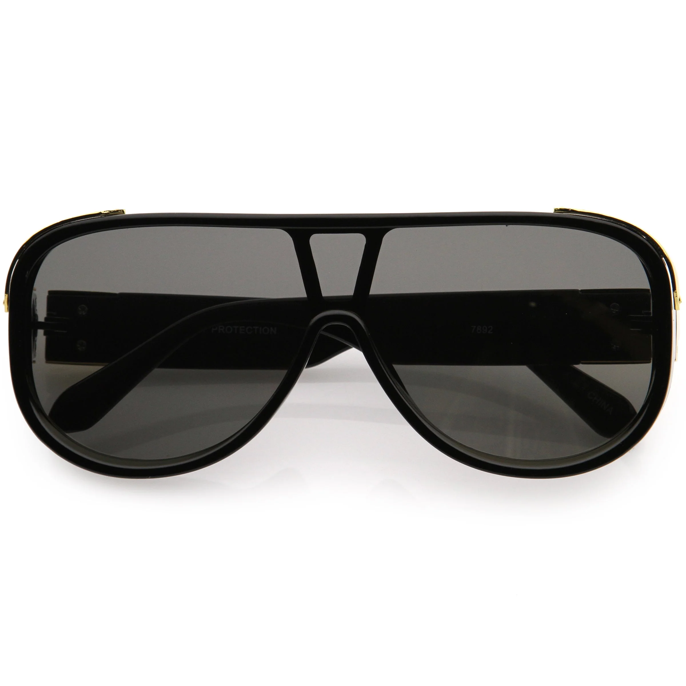 zeroUV High Fashion Neutral Rounded Lens Flat Top Oversize Shield Sunglasses D101 - Image 6
