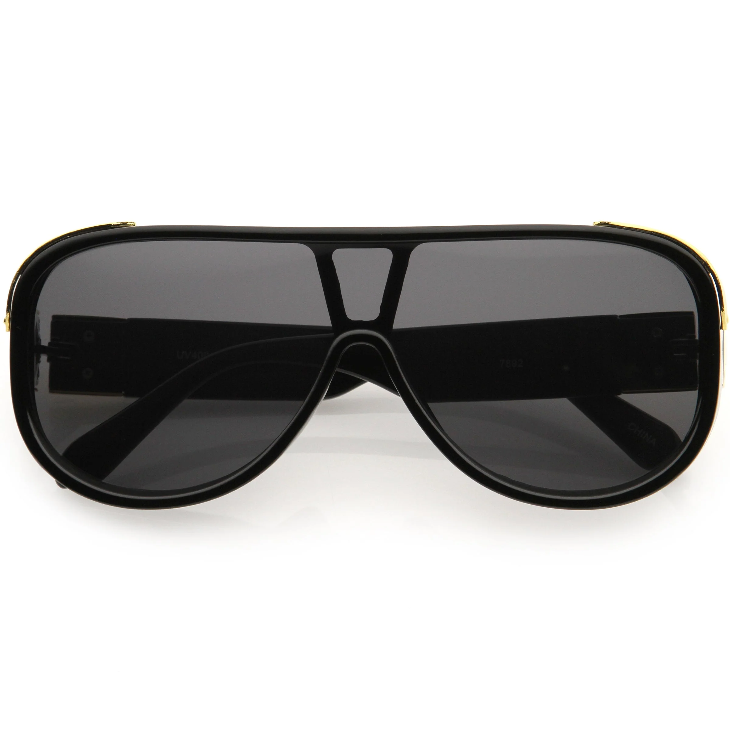 zeroUV High Fashion Neutral Rounded Lens Flat Top Oversize Shield Sunglasses D101 - Image 7