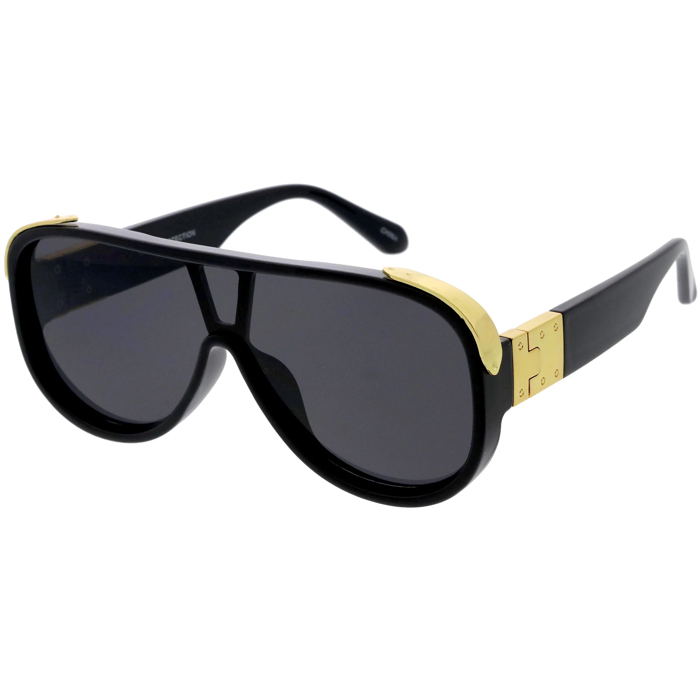 zeroUV High Fashion Neutral Rounded Lens Flat Top Oversize Shield Sunglasses D101 - Image 8
