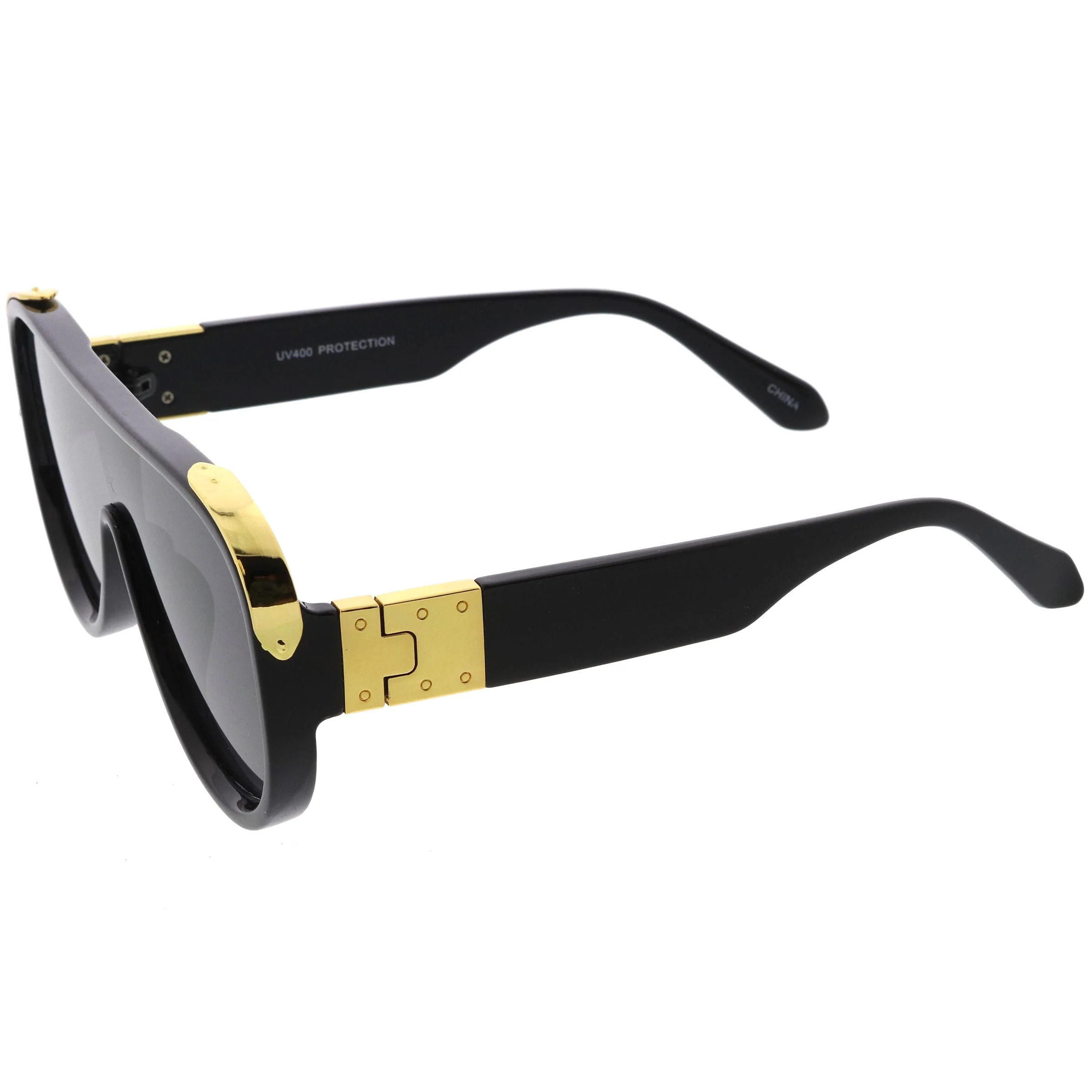 zeroUV High Fashion Neutral Rounded Lens Flat Top Oversize Shield Sunglasses D101 - Image 9