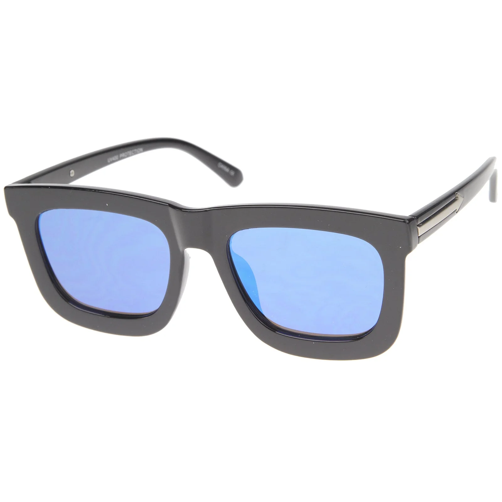 zeroUV Hipster Flat Front Square Horned Rim Mirror Lens Sunglasses A143 - Image 2