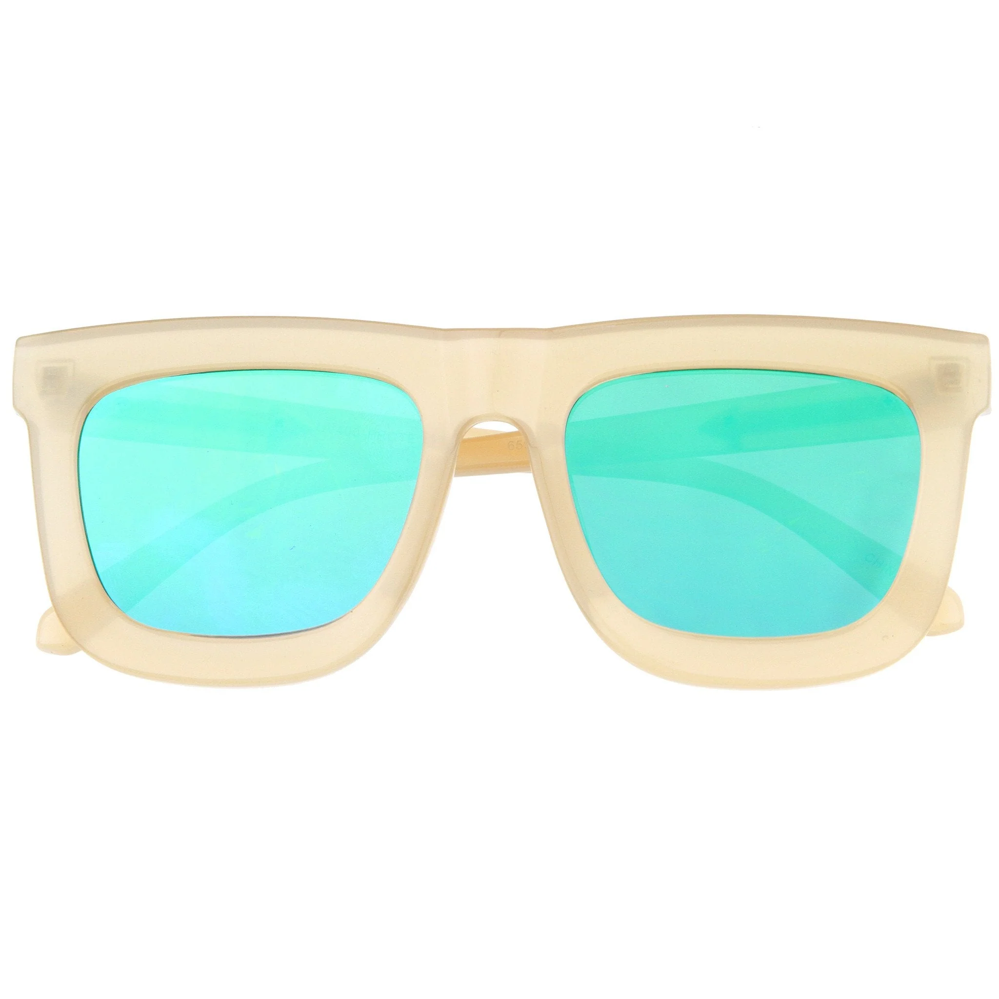 zeroUV Hipster Flat Front Square Horned Rim Mirror Lens Sunglasses A143 - Image 3