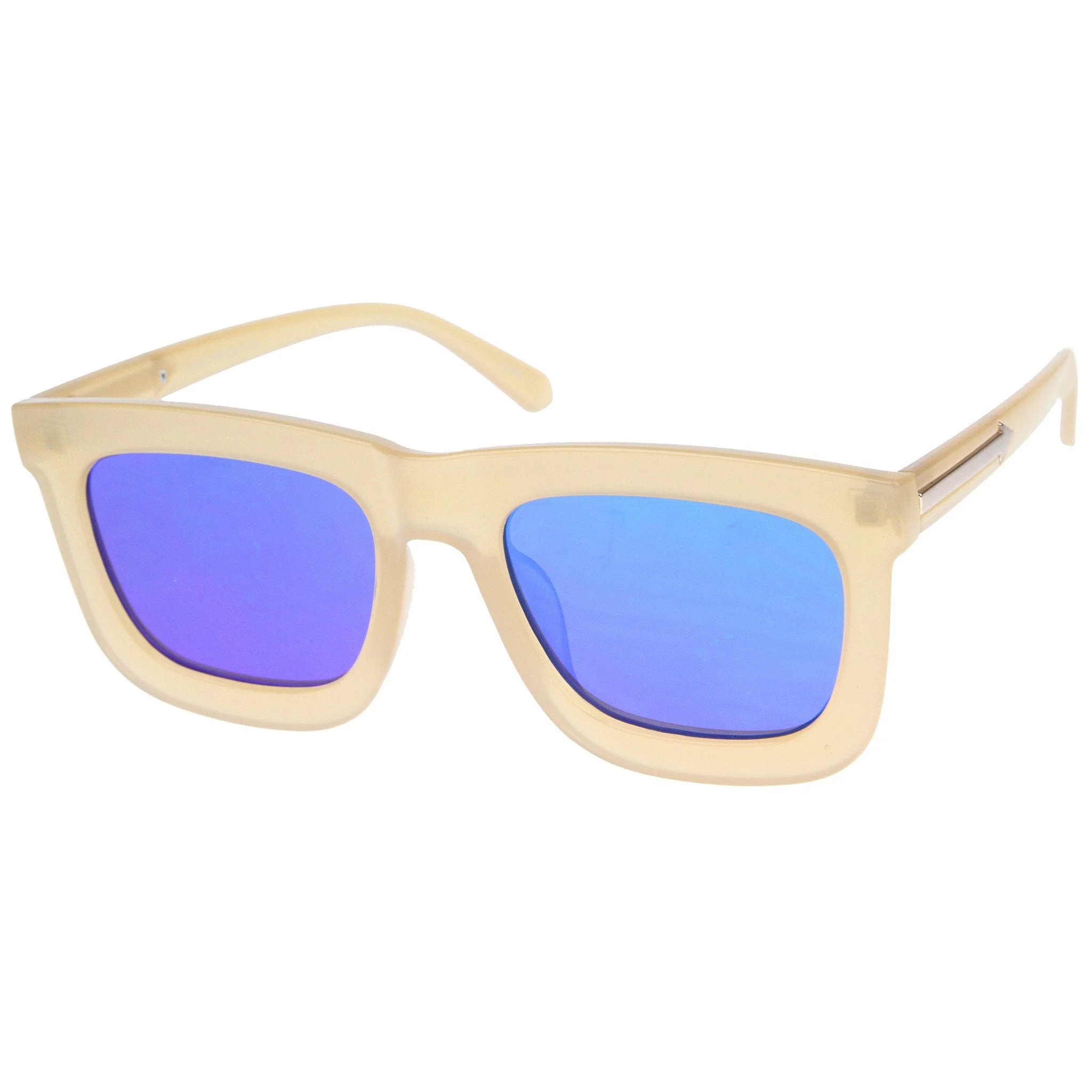 zeroUV Hipster Flat Front Square Horned Rim Mirror Lens Sunglasses A143 - Image 4