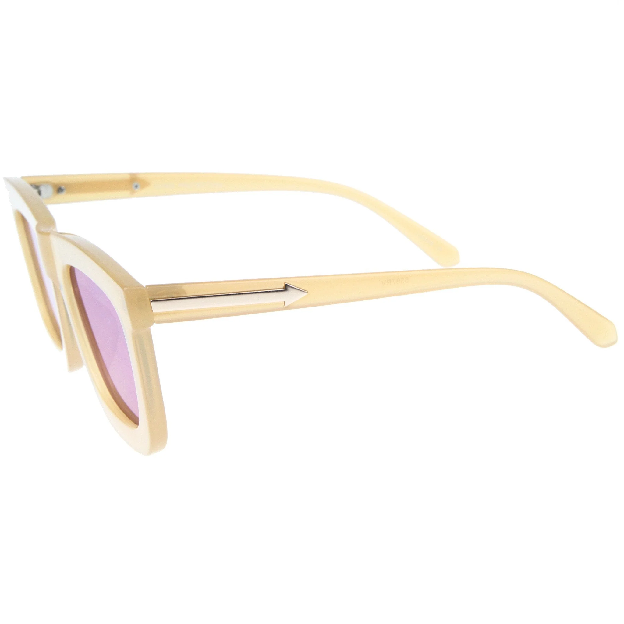 zeroUV Hipster Flat Front Square Horned Rim Mirror Lens Sunglasses A143 - Image 5