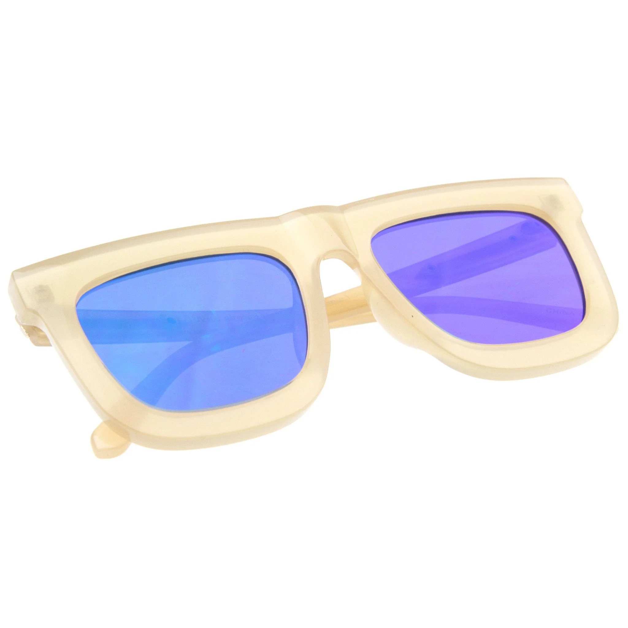zeroUV Hipster Flat Front Square Horned Rim Mirror Lens Sunglasses A143 - Image 6